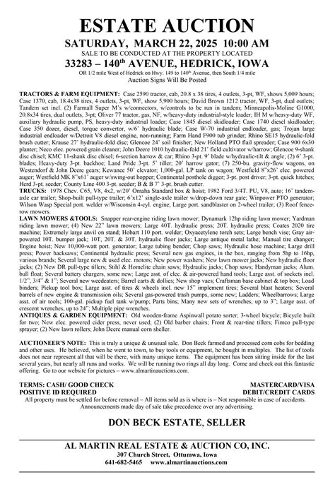 March Auctions - Al Martin