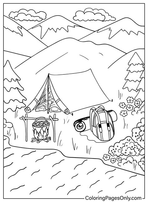 Kleurplaat Acampar Campeggio Colorear Disegno Zelten Malvorlage Sommerferien Kamperen Camper ...