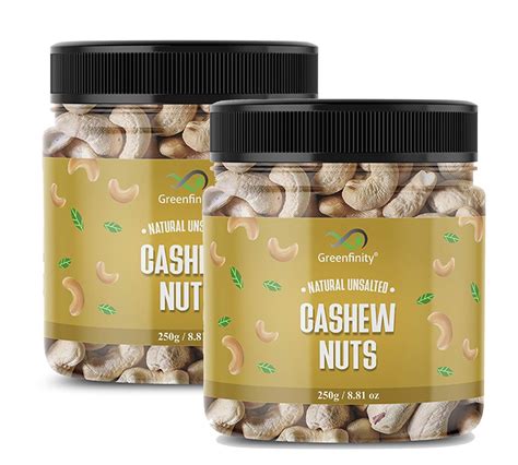 GreenFinity Bold Cashew Nuts, 250g + 250g | W240 Good Size Cashews Kaju ...