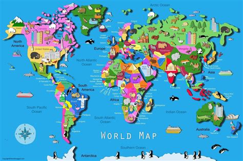 Basic World Map for Kids 的图像结果