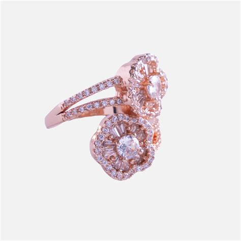 Double Halo Rose Gold Statement Ring – REEST - Get Your Trendy Fashion ...