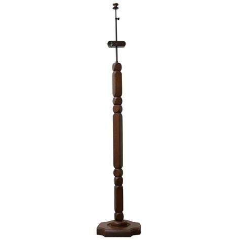 Geometric Style Oak French Mid-Century Floor Light For Sale at 1stDibs