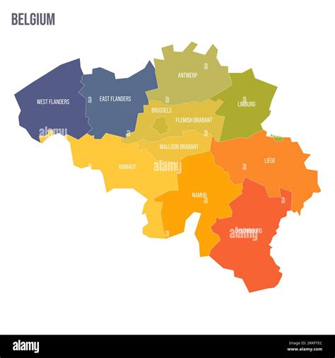 Belgium political map of administrative divisions - provinces. Colorful spectrum political map ...