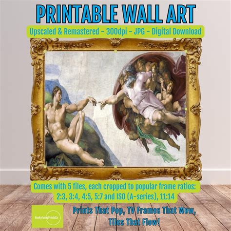 Michelangelos Creation of Adam Poster Print Iconic Renaissance Art From Sistine Chapel Ceiling ...