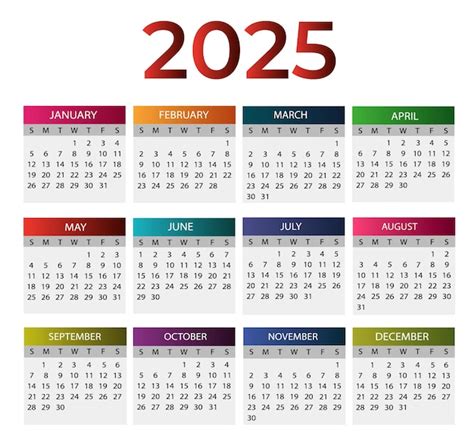 Календарный шаблон 2025 года | Премиум вектор