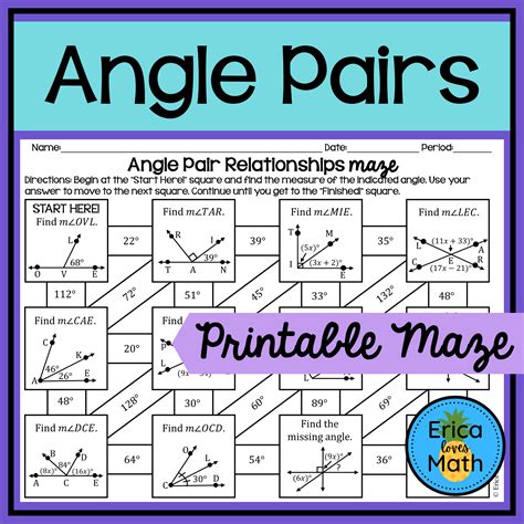Angle Relationships Worksheet