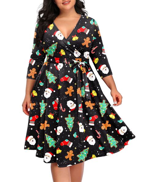 Amazon.com: Pinup Fashion Women Plus Size Christmas Dress — Ugly Xmas ...