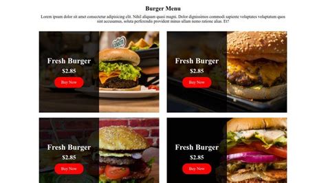 Menu Card HTML 的图像结果