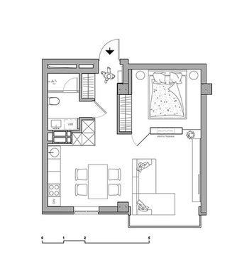 43平米时尚美式单身公寓室内装修效果图 - 家居装修知识网