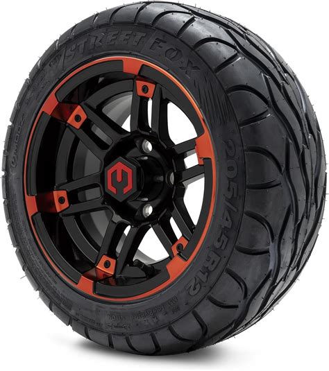 Amazon.com: MODZ® Aftershock Red and Black 12" Golf Cart Wheels and ...