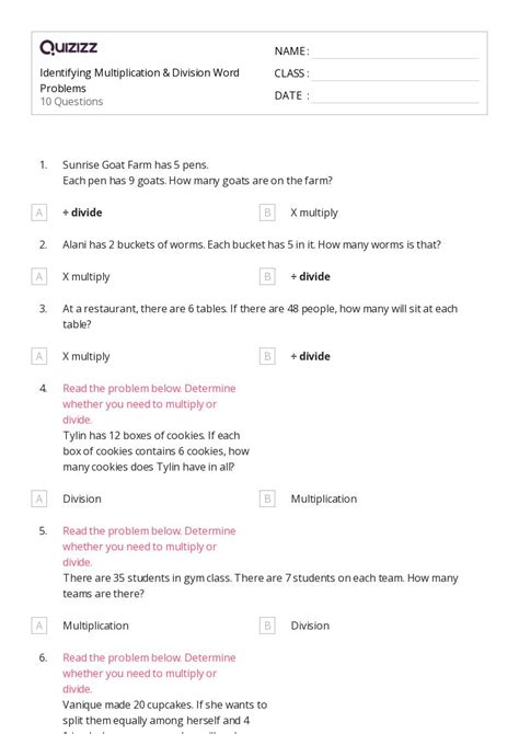 50+ Division Word Problems worksheets for 3rd Class on Quizizz | Free ...