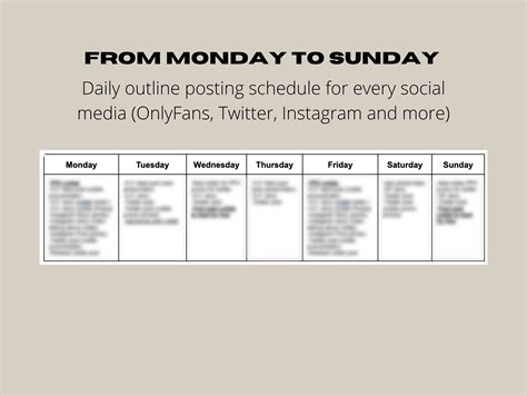 Adult Content Schedule Layout. Perfect for Onlyfans, Instagram, Twitter ...