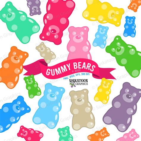 Gummy Bear Clip Art - Gummi Candies - Instant Download File - Digital ...