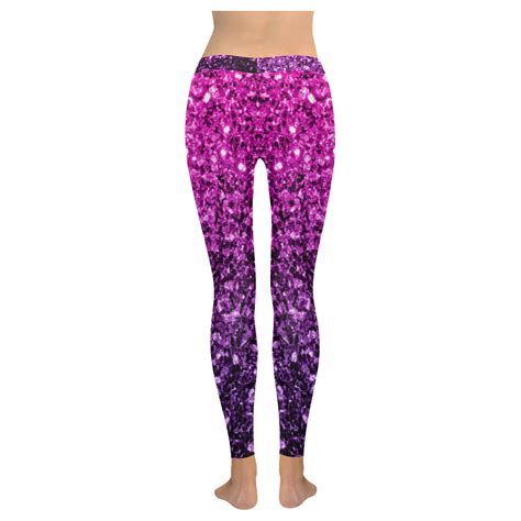 Beautiful Purple Pink Ombre glitter sparkles Women's Low Rise Leggings ...