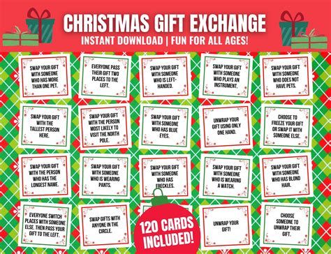White elephant gift exchange game christmas gift exchange cards holiday ...