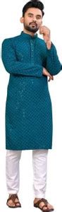 StyleVault Men Chikan Embroidery Straight Kurta - Buy StyleVault Men ...