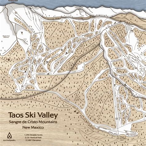 Taos Ski Valley, NM Ski Trail Map | Handcrafted Wood Mountain Art ...