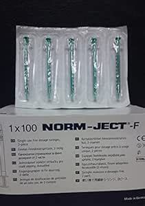 Plastic Syringe, Luer Slip, 1 mL, PK 100 by Norm-Ject : Amazon.in ...