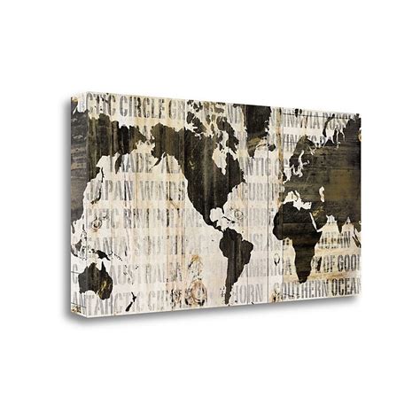 Tangletown Fine Art Crate World Map Neutral Sue Schlabach 25-in H x 47 ...