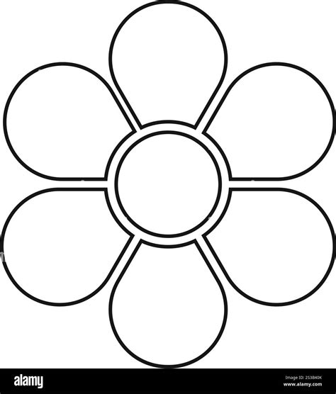 Flower diagram with 6 petals. Floral chart divided on six equal ...