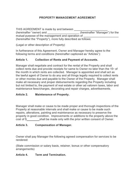 42 Simple Property Management Agreements [Word / PDF] ᐅ TemplateLab