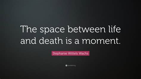 Stephanie Wittels Wachs Quote: “The space between life and death is a ...