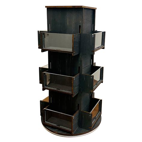 Rotating Display Stand, 3 Tier Wooden Organizer, 4-Sided Display Rack ...
