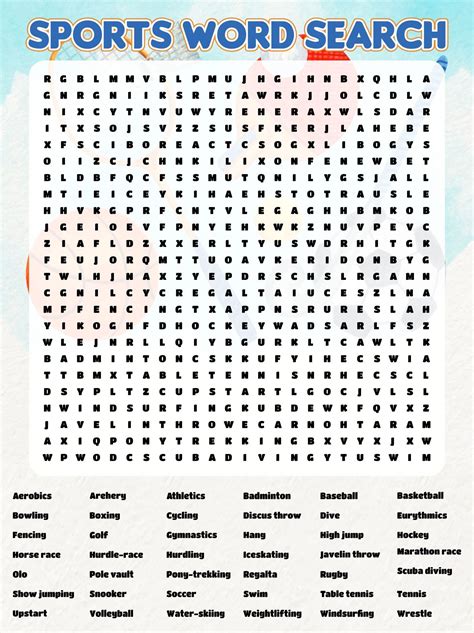 Sports Word Search Large - 12 Free PDF Printables | Printablee | Challenges elementary, Team ...
