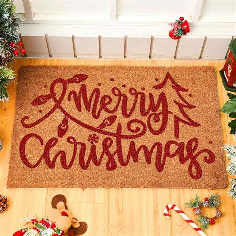 Amazon.com: Duraaamo Merry Christmas Coir Doormat Christmas Welcome ...