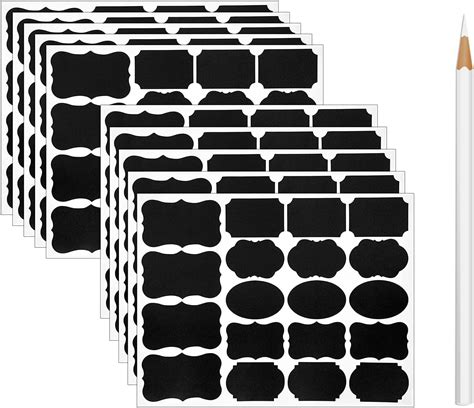 GLUN 100 Piece Waterproof Vinyl Black Labels Stickers for Mason Jar ...