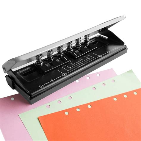 Adjustable Metal 6 Hole Punch With Positioning Mark Daily Paper ...