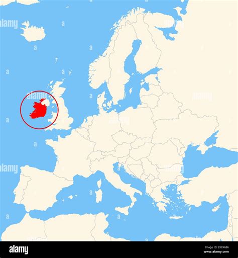 Locator map showing the location of the country Ireland in Europe. The ...
