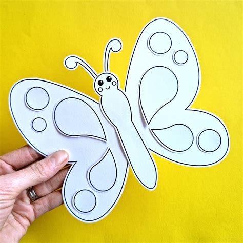 Butterfly Cut & Paste Craft Printable, Spring Bug Color and Build Kit, Summer Garden Model ...