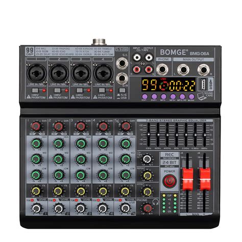 BOMGE 06A Professional 6 Channel DJ Audio Mixer, DJ Controller Sound ...