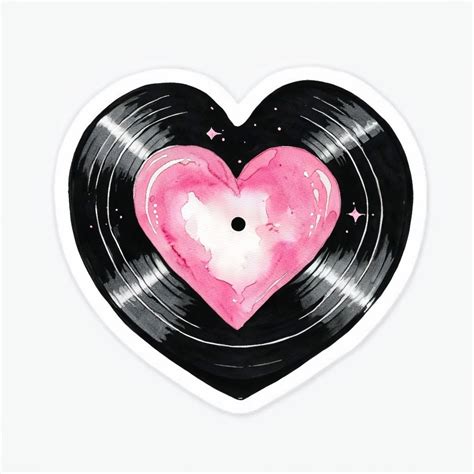 Heart-Shaped Vinyl Record with Watercolor Design Sticker - Playground
