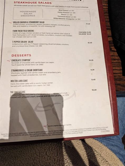 Menu at LongHorn Steakhouse, Wooster