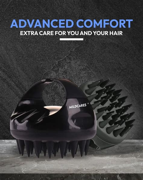 MildCares Jumbo Scalp Massager (Black) | Soft Silicone Bristles Comb f ...