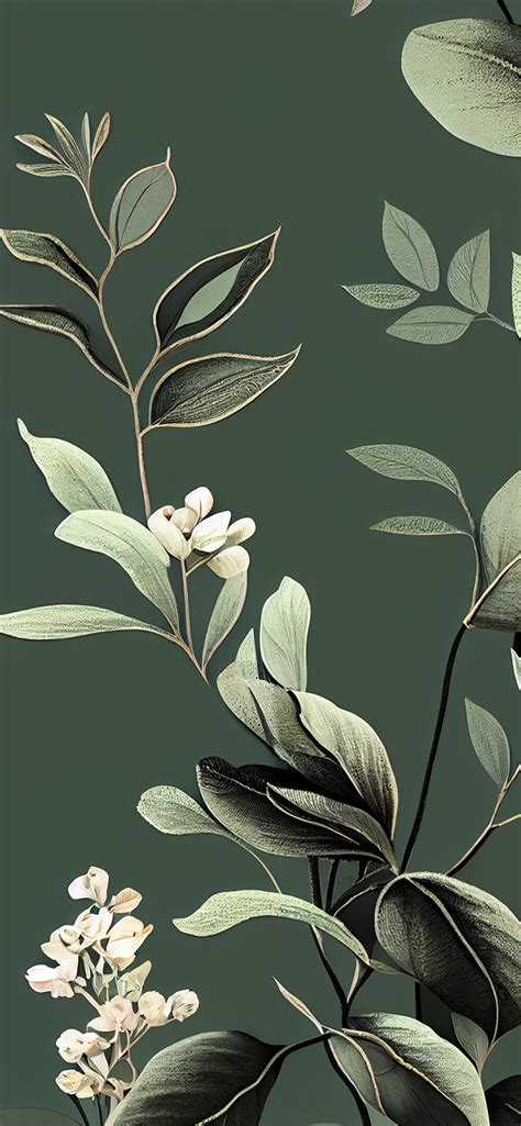 Blooming Flowers Sage Green Wallpapers - Dark Green Wallpaper