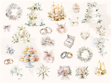 80 Watercolor Wedding Clipart, Sublimation Bundle, Wedding for Junk ...