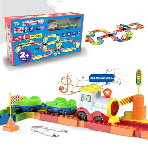 Mirana Block Rider Toy Train Set with Colorful & Multiple Track Layout ...