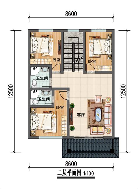 90平的二层别墅设计图，户型方正实用！_图纸头条_鲁班设计图纸官网