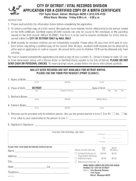 MI Application for a Certified Copy of a Birth Certificate Form - Fill ...