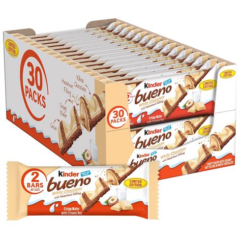 Amazon.com : Kinder Bueno White Chocolate and Hazelnut Cream Candy Bar ...