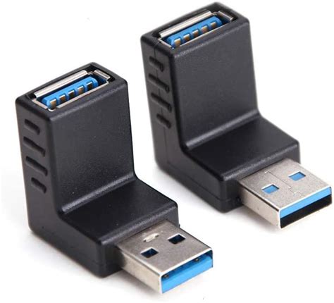 fdealz [ 2 Pieces ] USB 3.0 Adapter 90 Degree Male to Female Combo ...