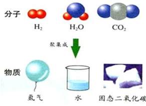 氢气、水、二氧化碳等物质是由分子构成的。