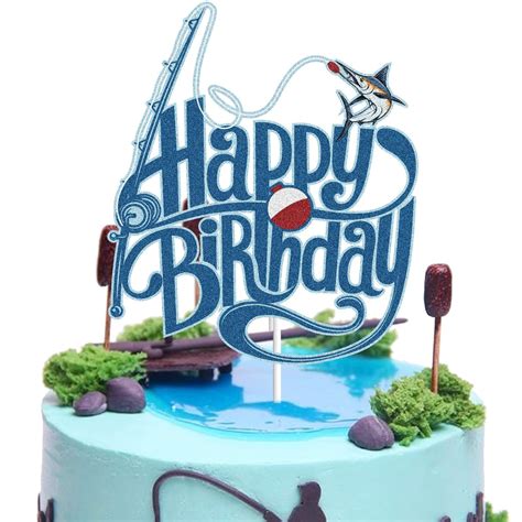 Gone Fishing Happy Birthday Cake Topper