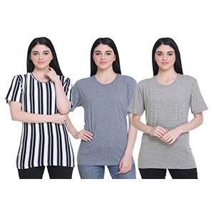 Buy SHAUN Women T-Shirt (104New3_$P_Pack of 3) at Amazon.in