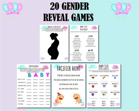 Gender Reveal Party Games, Printable Gender Reveal Activities, Gender ...