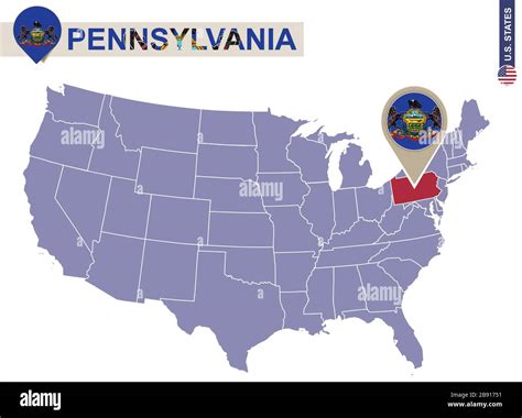 Pennsylvania State on USA Map - Pennsylvania State On Usa Map Pennsylvania Flag And Map Us ...