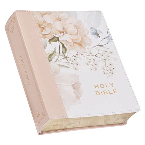 Rosy Coral Floral Faux Leather Hardcover King James Version Note-taking ...